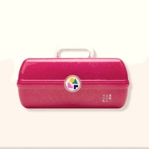 Caboodles Girl On The Go Pink Jelly Glitter Makeup Case EUC
